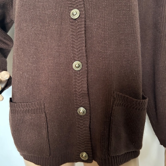 BAXTER & WELLS Petite Dark Brown Cardigan Front pockets Size P/M - Picture 4 of 10